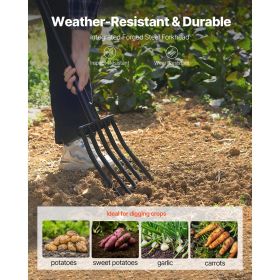Garden Fork, 5-Tine Gardening Pitchfork with Metal Handle, 41 in Heavy Duty Digging Fork with Y Grip