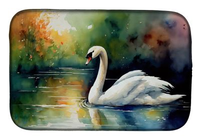 Swan Dish Drying Mat Absorbent Dish Drying Mat Pad for Kitchen Counter Dish Drainer Mat for Countertop, 14 x 21", Multicolor