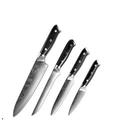 Japanese Damascus steel knife kitchen knife fruit knife (Option: 4PCS)